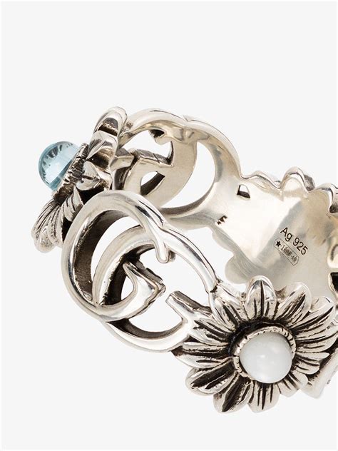 gucci silver flower ring|More.